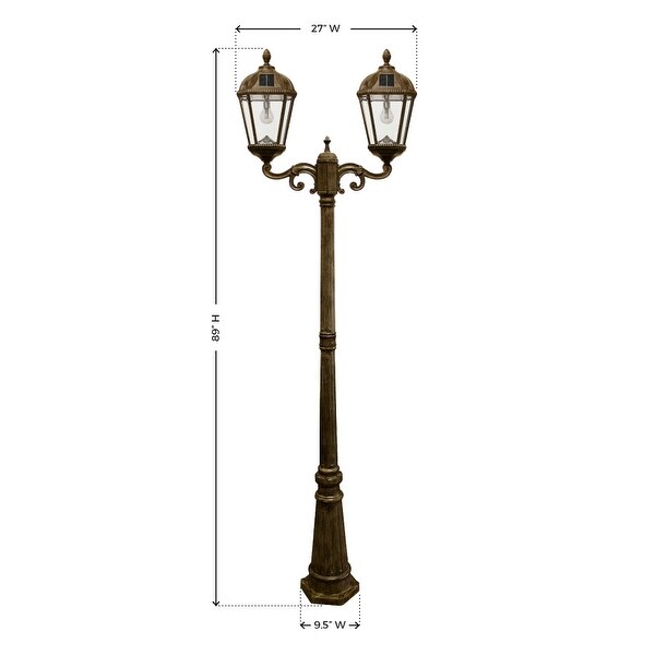 Gama Sonic Royal Bulb Double Head Lamp Post - Weathered Bronze