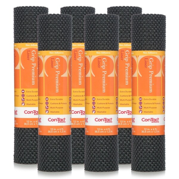 Con-Tact Brand Grip Premium Non-Adhesive Non-Slip Shelf and Drawer Liner, Black (6 Pack)