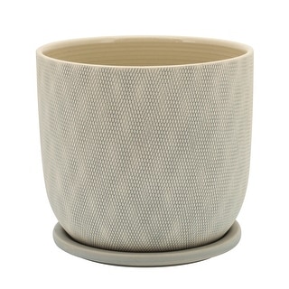 8" Mesh Planter with Saucer, Sage 7"H - 8.0" x 8.0" x 7.0"