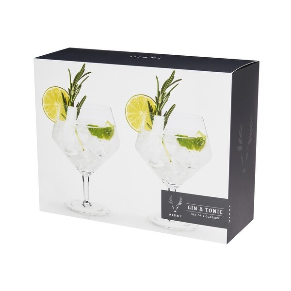 Angled Crystal Gin & Tonic Glasses by Viski - 5.8307087" x 4.33071"