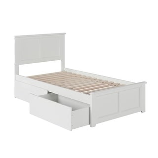 Madison Twin Platform Bed with Matching Foot Board with 2 Urban Bed Drawers in White