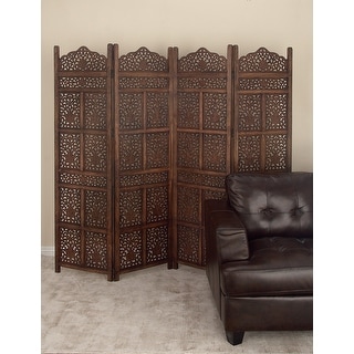 Brown Pine Traditional Room Divider Screen 72 x 80 x 1 - 80 x 1 x 72