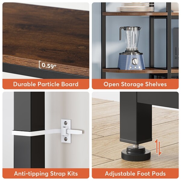 Freestanding Wine Rack with Glass Holder, 35-Bottle Wine Bakers Rack