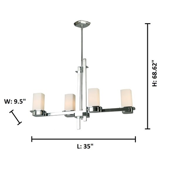 Eglo Vlacker 4-Light Linear Pendant w/ Chrome Finish & Frosted Opal Glass