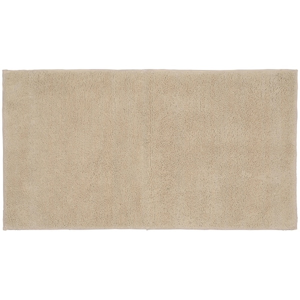 Queen Cotton Washable Bathroom Rug, or Set in Natural