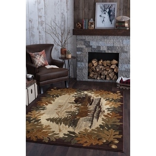 Natural Lodge Novelty Graphic Indoor Area Rug