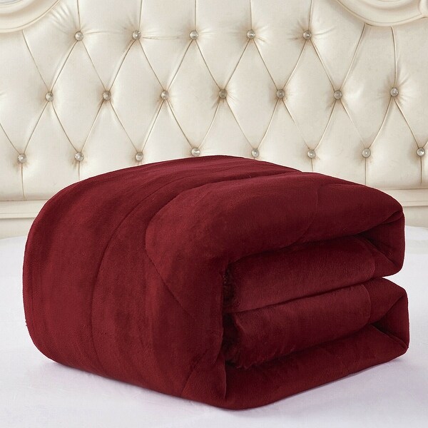 3 Piece Sherpa 2 Shams Thick Warm Soft Bedding King Burgundy