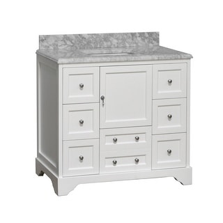 KitchenBathCollection Madison 42" Bathroom Vanity with Carrara Marble Top