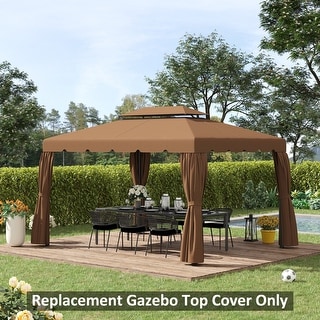 Outsunny 12.8' x 9.5' Gazebo Replacement Canopy, Gazebo Top Cover with Double Vented Roof for Garden