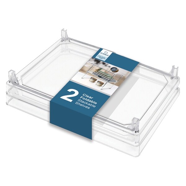 2-Tier Stackable Storage Shelf Stand- Foldable Organizer Rack for Kitchen Pantry