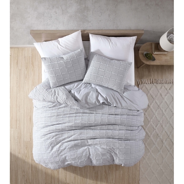 Riverbrook Home Jadan Clip Waffle 3 Piece Comforter Set Ivory-Gray