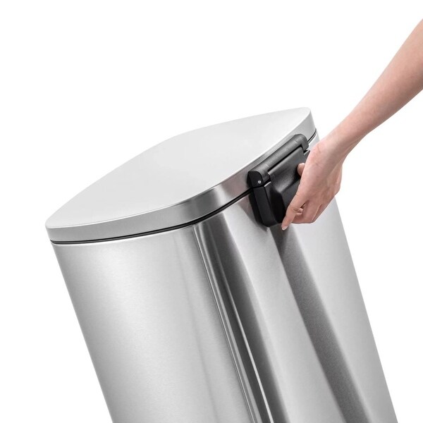 13.2 gallon Trash Can, Stainless Steel Step On Kitchen Garbage Can, Silver