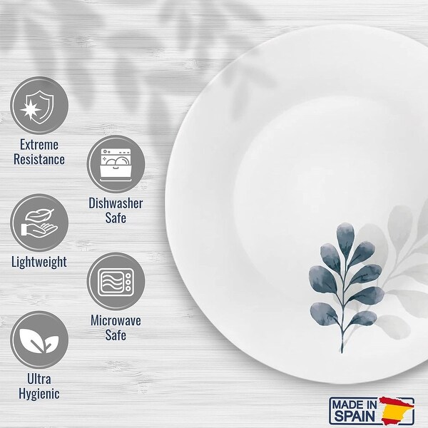 Bormioli Rocco White Moon Botanica Blue Plate Set of 6