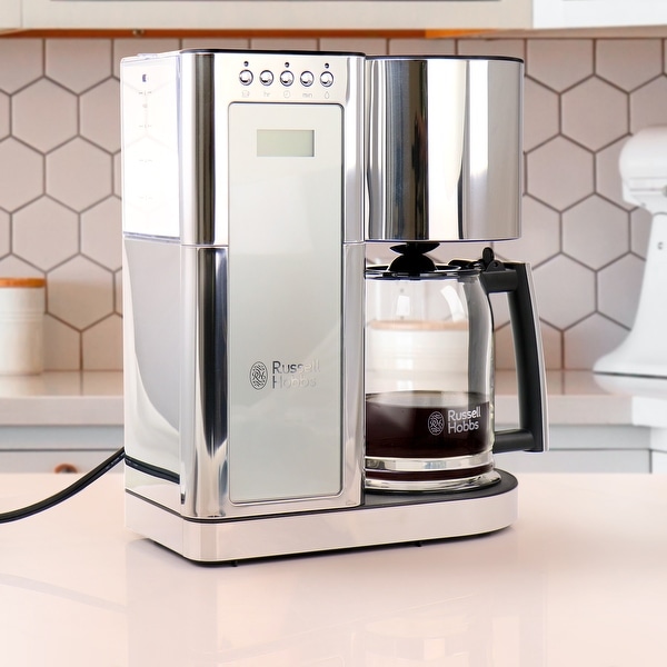Modern Sleek Chrome Glass Coffeemaker - 8 Cup Brewing Capacity