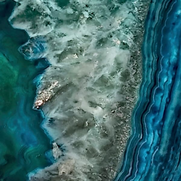 Teal Luxury Gem Stone Agate Marble Square - Shower Curtain