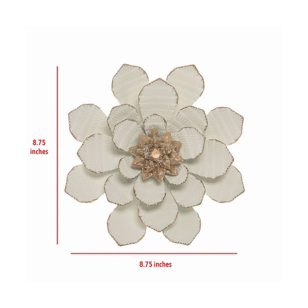 Foreside Home & Garden 8.75 x 8.75 inch White Metal Layered Flower Wall Décor