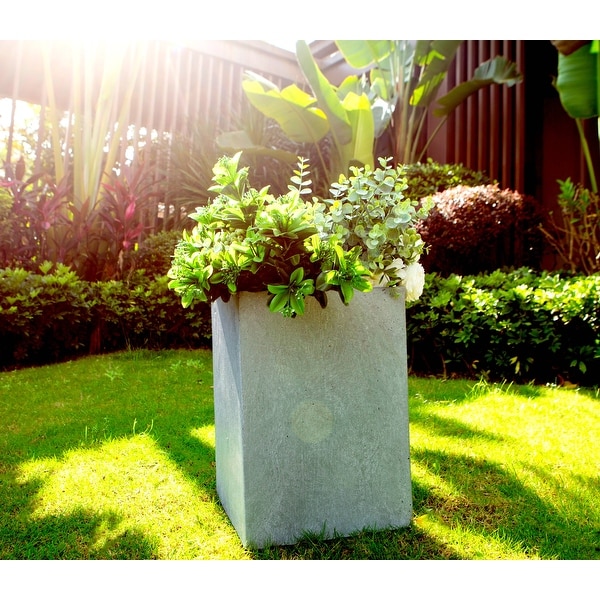 Kante Medium 16 in. Tall Slate Gray Lightweight Concrete Square Indoor/Outdoor Planter