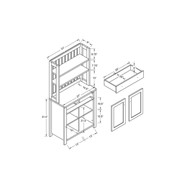 Dika Farmhouse Brown 2-Door Cabinet Baker's Rack by Furniture of America