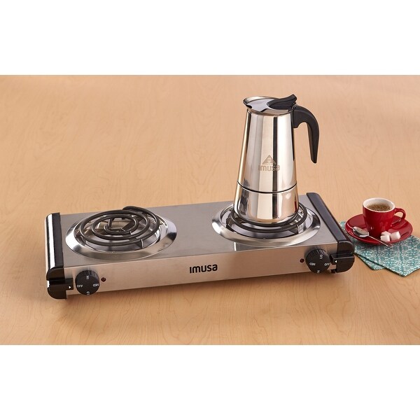 IMUSA GAU-80312 Electric Stainless Steel Double Burner, Silver