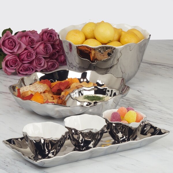 Certified International Silver Coast 5.5" Square Snack Bowls, Set pf 4 - 5.5-inch