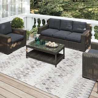 Indoor/Outdoor Rylee Boho Diamonds Washable Rug New