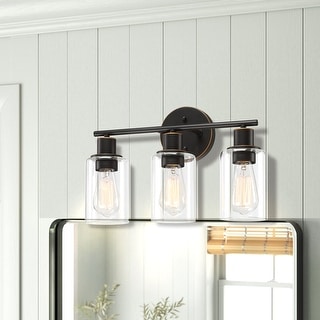 3-Light Bathroom Vanity Light with Cylinder Glass Shade