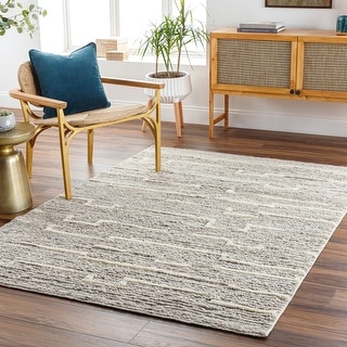 Merryn Handmade Abstract Striped Wool Area Rug.