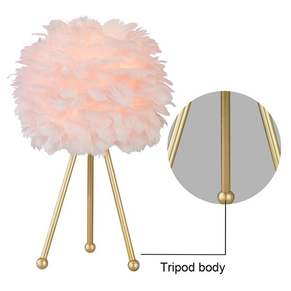 19" Tripod Feather Shade Table Lamp Set (Set of 2)