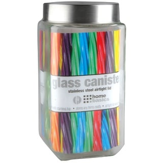 Glass Square Canister with Steel Lid