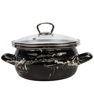 STP Goods 2.6-qt Shake Black and White Enamel on Steel Pot