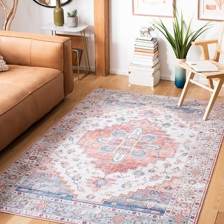 SAFAVIEH Tucson Machine Washable Slip Resistant Kristyna Oriental Medallion Rug