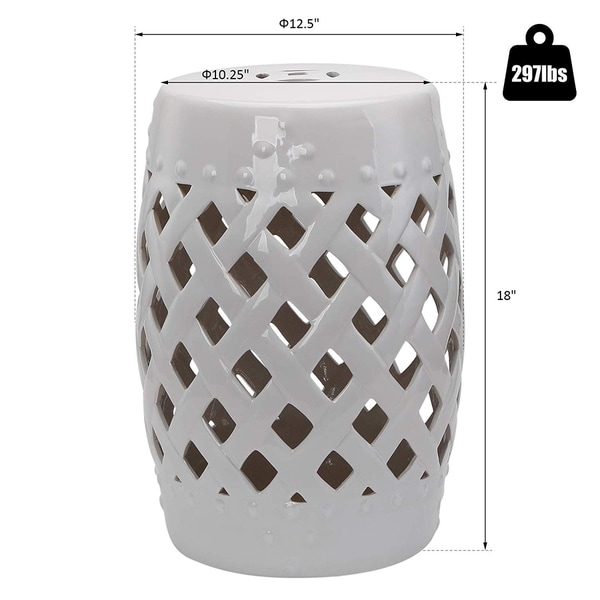 Outsunny Ceramic Indoor Outdoor Lattice Garden Stool