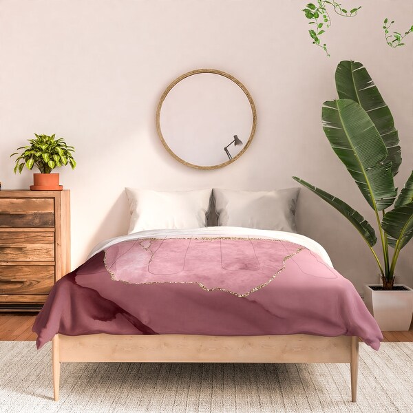 Utart Blush Marble Art Landscape Made To Order Full Comforter Set