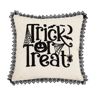 Trick Treat Black And White Embroidered Throw Pillow