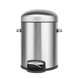 Innovaze 1.32 Gallon Stainless Steel Round Step-on Bathroom and Office Trash Can