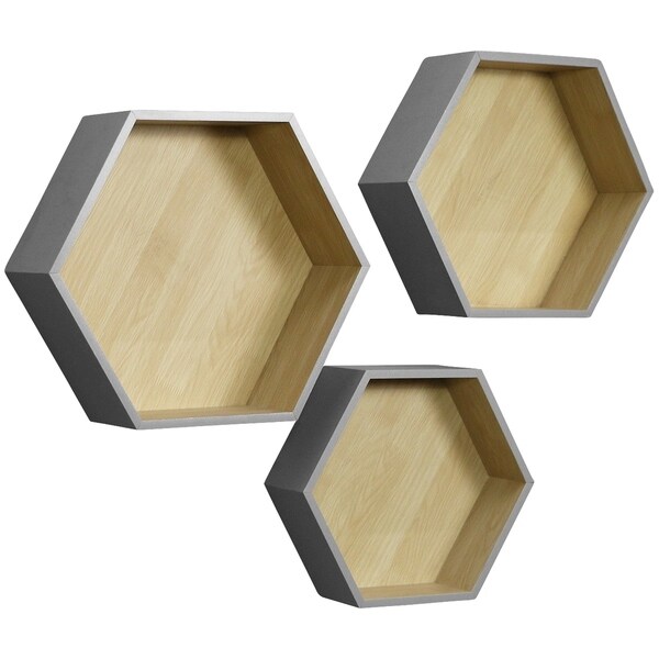Sorbus Floating Shelf Hexagon Set - Honeycomb Wall Mounted Shelves