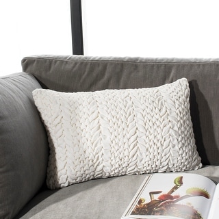 SAFAVIEH Barlett Cream Ruched 12 x 20-inch Decorative Pillow