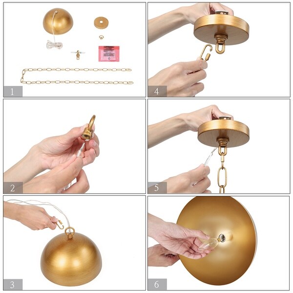 Mid-century Modern 10 in. Brushed Gold Grand Dome Barn Pendant Lights for Dining Room, Kitchen