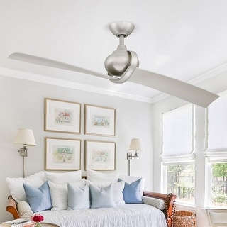 54 in. Indoor/Outdoor Modern Silver 2-Blade Ceiling Fan with Remote - Overall: 54" x 54" x 14"