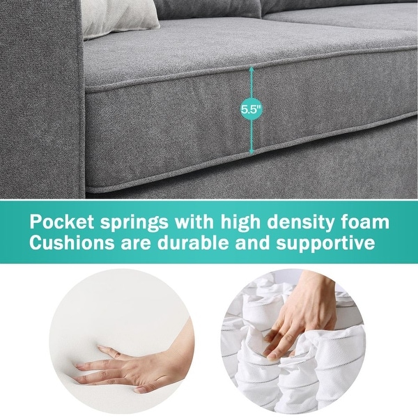 88''x88" Modern Upholstered Grey Living Room Sectional Sofa