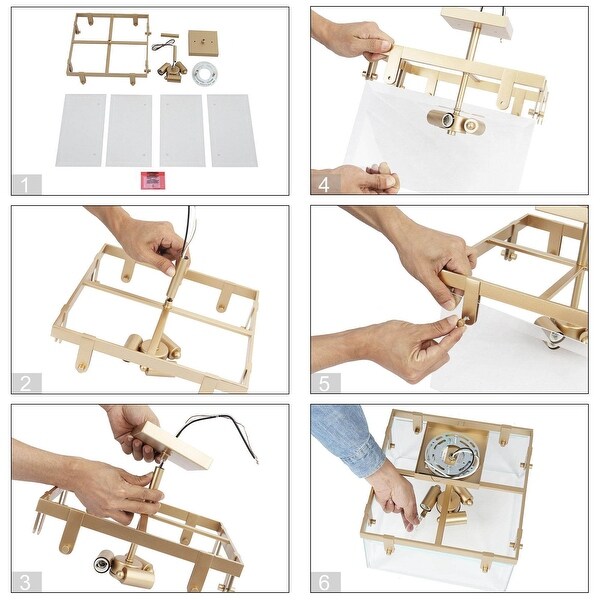 Modern Gold 3-Light Square Shape Semi Flush Mount Foyer Kitchen Ceiling Lights - 12.5" L x 12.5" W x 11.5" H