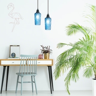 River of Goods Blue/Red and Black Glass and Metal 4.75-Inch Pendant Light with Adjustable Hanging Cord