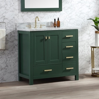Whitney 36'' Free-standing Single Bathroom Vanity with Marble Vanity Top - 36