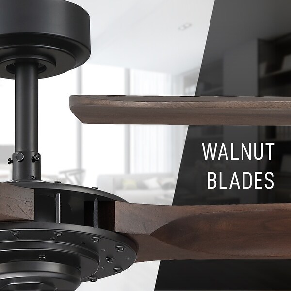 52" Industrial Ceiling Fan with Three Wood Blades and Remote Control