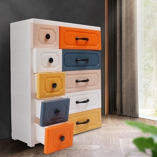 Plastic 10-Drawers Dresser Colorful Storage Cabinet Chest