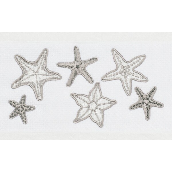 Authentic Hotel and Spa White Turkish Cotton Starfish Embroidered Bath Towels (Set of 2)