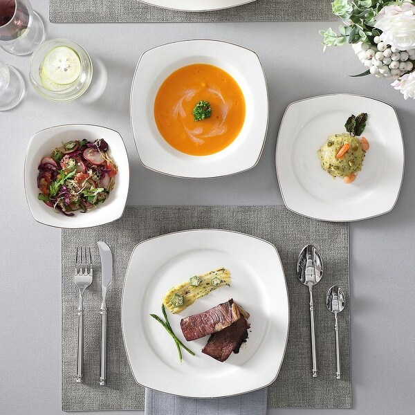 MALACASA 16-Piece New Bone China Dinnerware Set, Service for 4