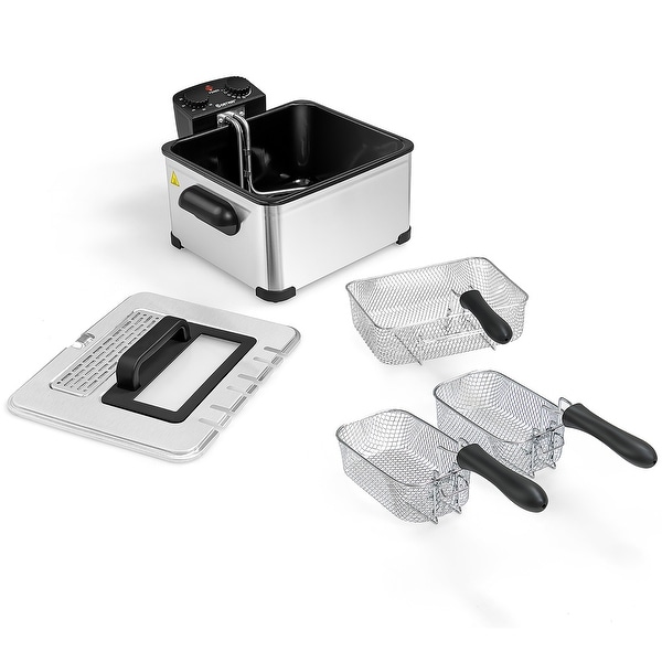 Costway Electric Deep Fryer 5.3QT/21-Cup Stainless Steel 1700W w/