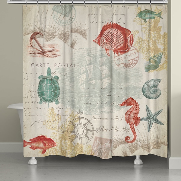 Laural Home Coral Maritime Shower Curtain