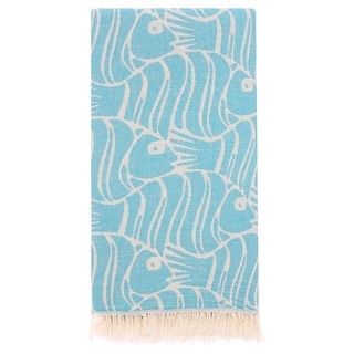 Blue Beach Towel - Fish Nautical Authentic 100% Turkish Cotton Beach & Bath Towels - Citizens of the Beach Collection